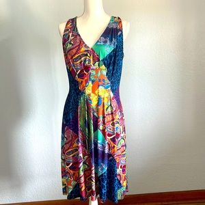 Ladies multi colored dress never been worn in excellent condition.
